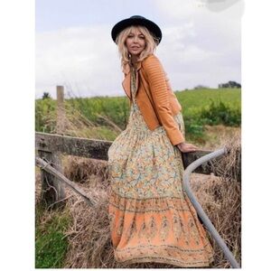Spell & The Gypsy Collective Delirium Maxi Dress Gold Boho Floral XS Extra Small